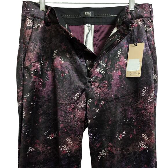 Scotch & Soda Velvet High Rise Flared Trousers Pants Multicolor Pockets 32 New - Picture 5 of 16